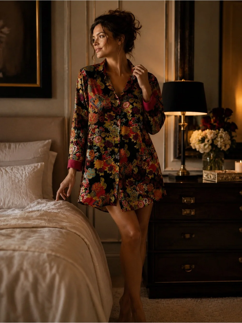 CRUZ NATORI SLEEP SHIRT JAPANESE PAGODA LOUNGE NIGHTGOWN TOP SZ S - Picture 8 of 8